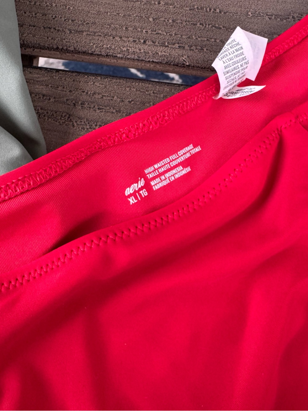 Bundle of aerie high waisted full coverage Bikini Bottoms - Red and Olive Green - Picture 2 of 5
